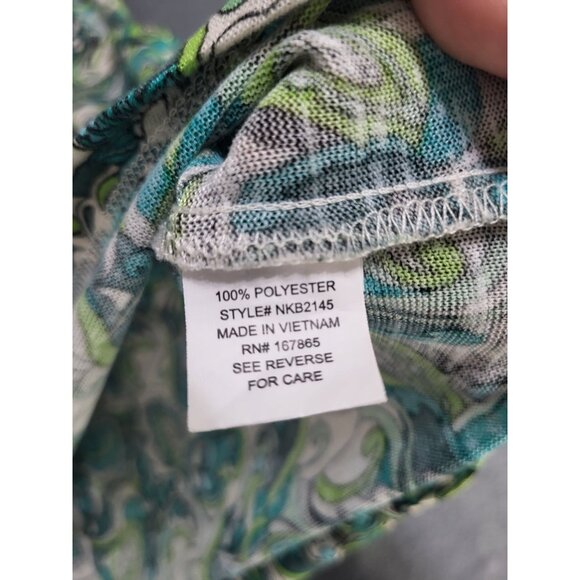 JUNIPER + LIME Womens XL Sleeveless Blouse Pleated Paisley Print Green Blue - Picture 8 of 8